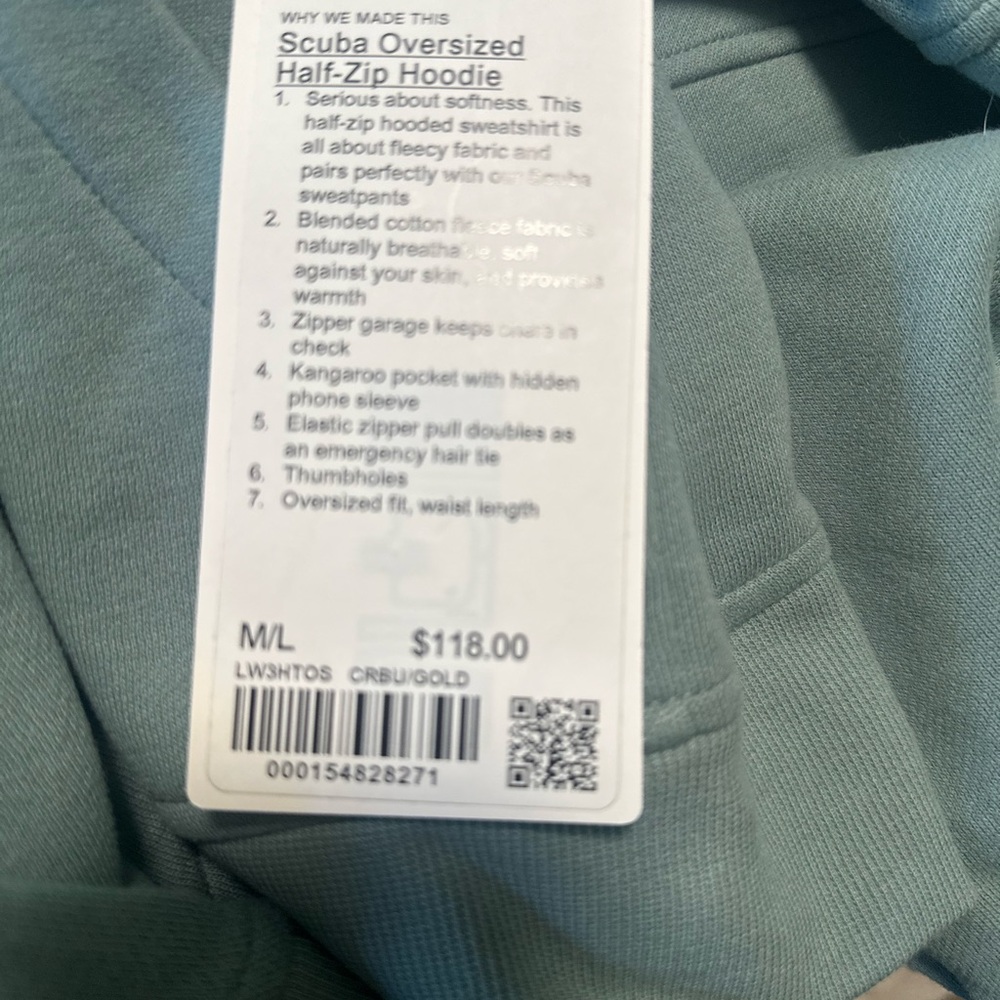 Lululemon athletica crater blue cropped oversized scuba m/l with hood BNWT - Picture 4 of 4